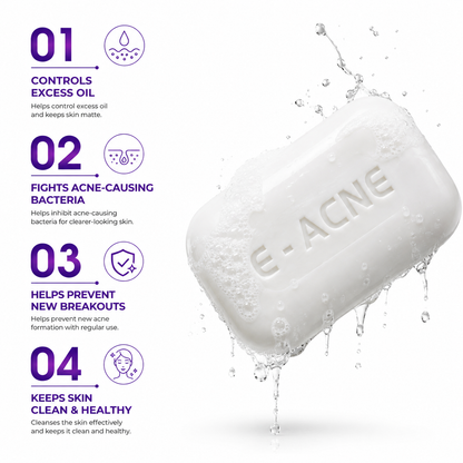 E Acne Soap, Oily & Acne Prone Skin, White, 75g