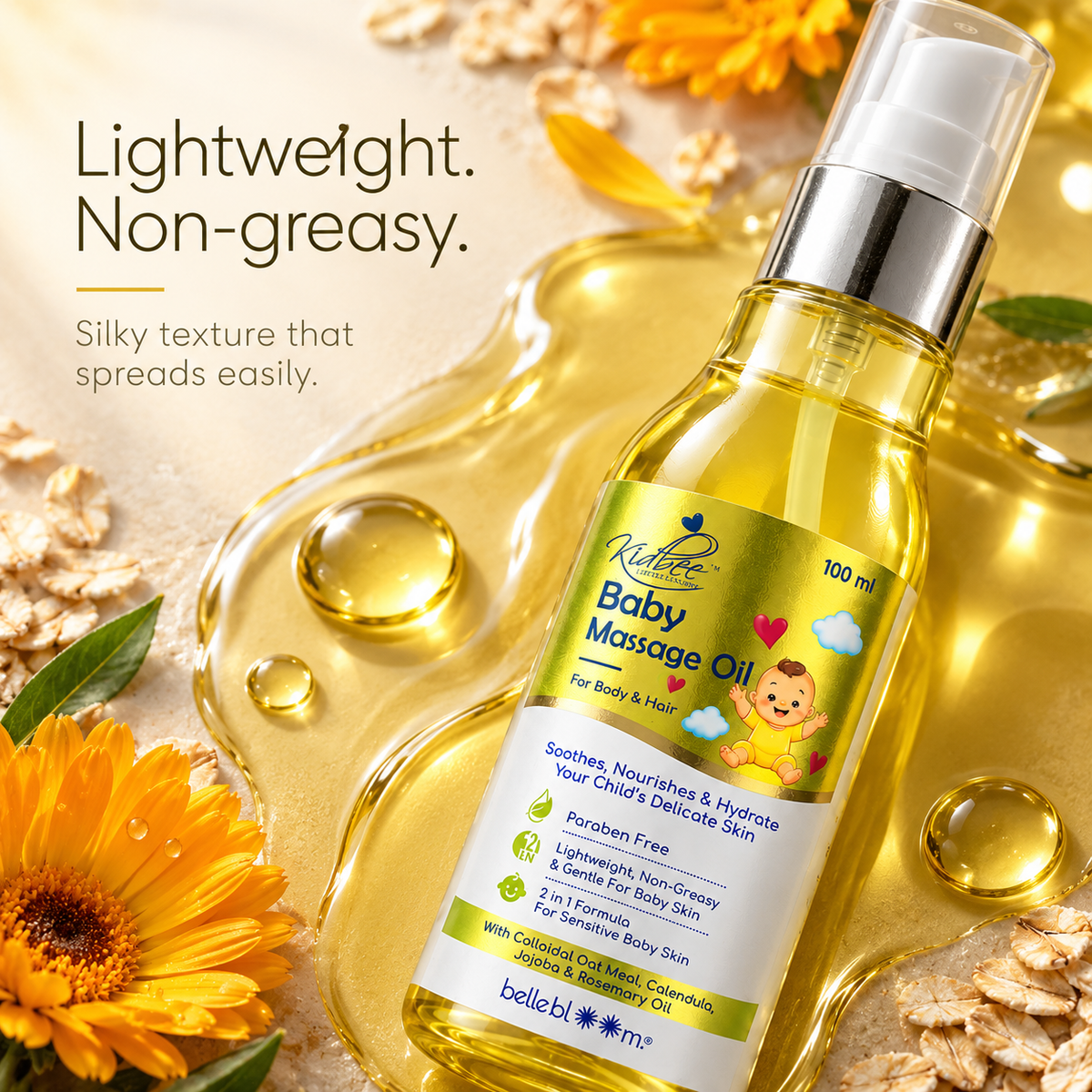 Kidbee Baby Massage Oil for Body and Hair (100ml)